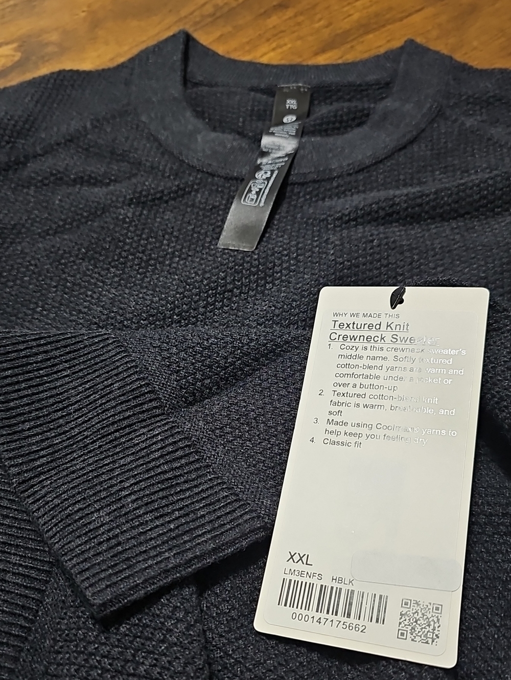 lululemon athletica Black Textured Knit Crewneck Sweater